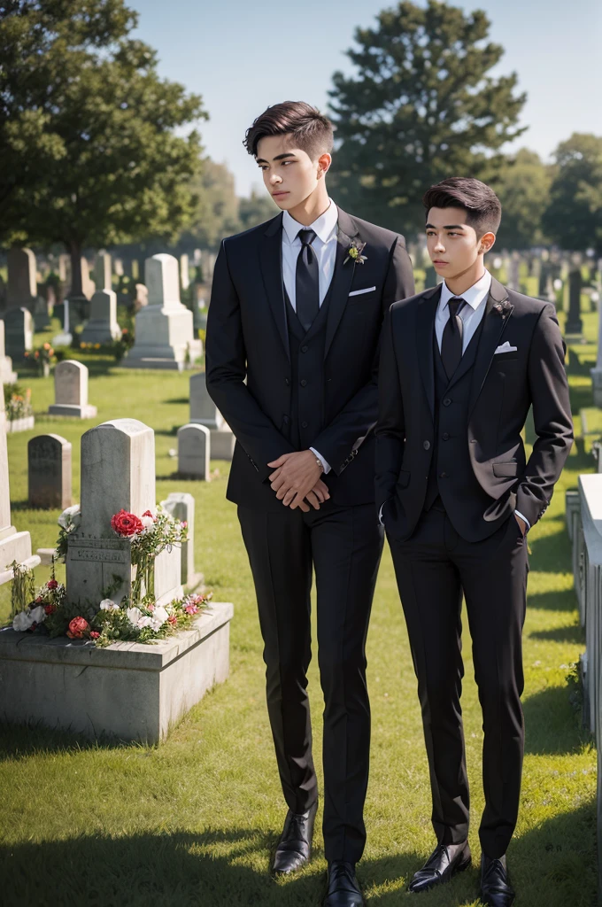 Two young men in the cemetery 