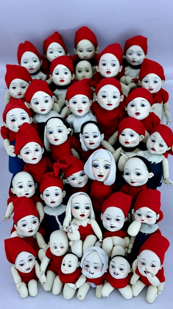 Snow White and the Seven Dwarfs dolls, scary dolls, horror dolls, smiling dolls, bloody dolls