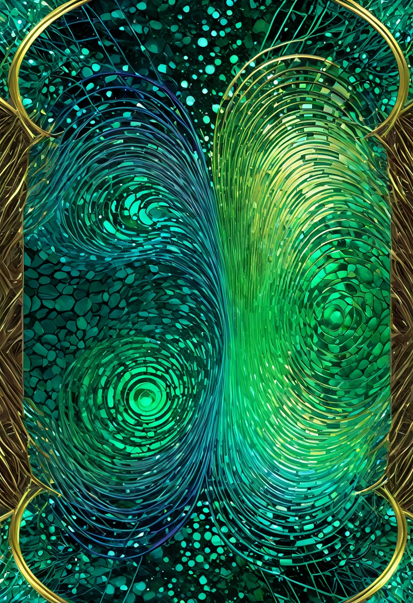 Synaptic Harmony imagines 1 men Technological photographs imitating natural processes combining digital effects, organic elements with geometric shapes and vibrant colors, Use of reflective and metallic materials for details that capture light and add a futuristic touch, (natural colors: Emerald green, ocean blue, earth brown.) (Technological Ringtones: Electric blue, neon violet, metallic silver and gold) Best Quality, 4k, 8k, ultra high resolution