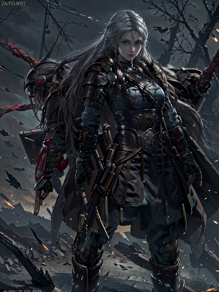 Game Art,Best picture quality,Maximum resolution,8K,(A bust photo),(portrait),(Head close-up),(Rule of Thirds),Unreal Engine 5 rendering works, (Future Girl),(Female Warrior), white hair.
20-year-old girl,((hunter)),Eyes full of details,(Large Breasts),Elegant and noble,indifferent,brave,
(Medieval style fur combat uniform,glowing magic lines,Detailed animal leather female knight,medieval knight,
Photo poses,Simple background,light,Ray tracing,Game CG,((3D Unreal Engine)),oc rendering reflection pattern