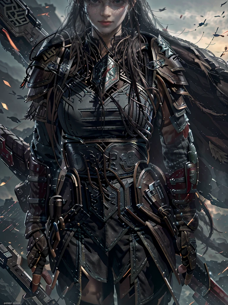 Game Art,Best picture quality,Maximum resolution,8K,(A bust photo),(portrait),(Head close-up),(Rule of Thirds),Unreal Engine 5 rendering works, (Future Girl),(Female Warrior), white hair.
20-year-old girl,((hunter)),Eyes full of details,(Large Breasts),Elegant and noble,indifferent,brave,
(Medieval style fur combat uniform,glowing magic lines,Detailed animal leather female knight,medieval knight,
Photo poses,Simple background,light,Ray tracing,Game CG,((3D Unreal Engine)),oc rendering reflection pattern