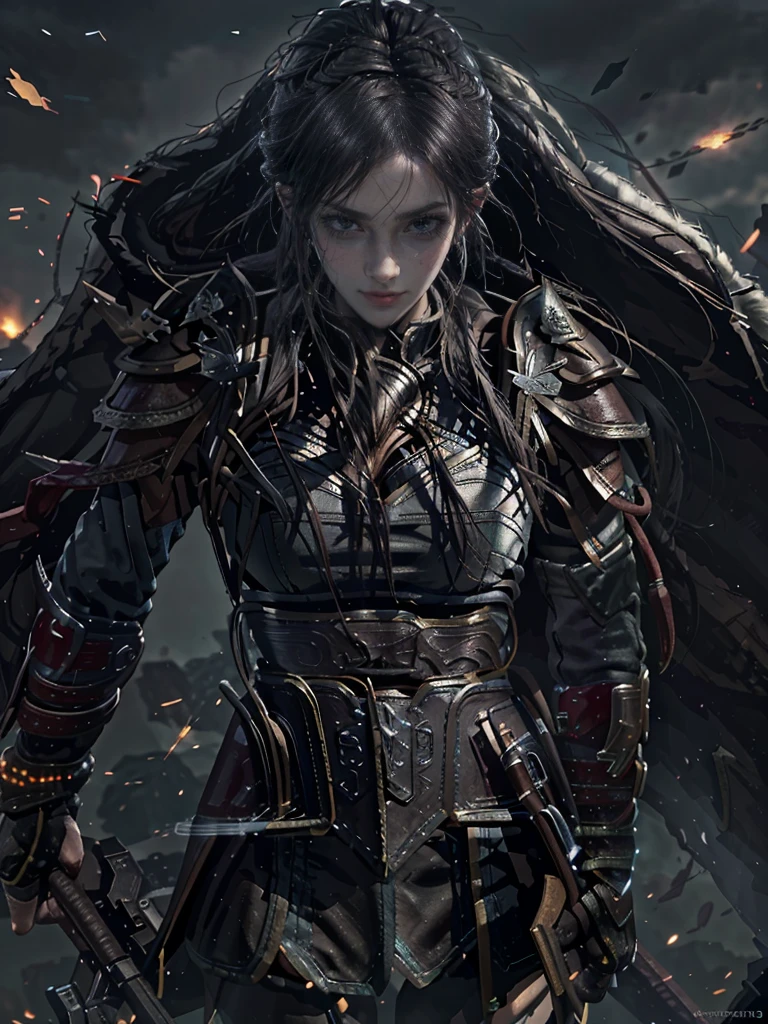 Game Art,Best picture quality,Maximum resolution,8K,(A bust photo),(portrait),(Head close-up),(Rule of Thirds),Unreal Engine 5 rendering works, (Future Girl),(Female Warrior), white hair.
20-year-old girl,((hunter)),Eyes full of details,(Large Breasts),Elegant and noble,indifferent,brave,
(Medieval style fur combat uniform,glowing magic lines,Detailed animal leather female knight,medieval knight,
Photo poses,Simple background,light,Ray tracing,Game CG,((3D Unreal Engine)),oc rendering reflection pattern. Adventur clothing. Summer.