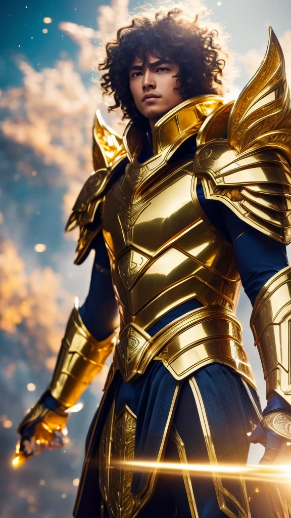 Saint Seiya,Gold Armor,Movie Light,Realistic,highly detailed,bright, universe, nebula, detailed, Ultra-realistic, Beautiful backgrounds are trending, bright background, Attention to detail,8k --niji 5 --style expressive --s 400