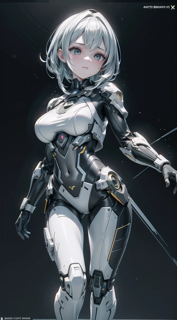 NSFW, Masterpiece, Best Quality, Cinema, Official Art, Propaganda Art, Cinema Wallpaper, Very Detailed CG Unified 4k Wallpaper, Intricate Details, White Background, Upper Body, Facial Focus, Concept Art, Production Art, ( , highres, (realistic, photo-realistic:1.2), physically-based rendering, machinery, reflection, realistic, cyberpunk, symmetric front view close up head shot eyes symmetry face very sharp focus realistic award winning matte drawing movie light 1 boy, mecha, (Illustration: 1.1), slender, big breasts, fair skin, delicate face, king robe, shine, tights, (long blonde hair), green eyes, battlefield, chip, shine, long sword