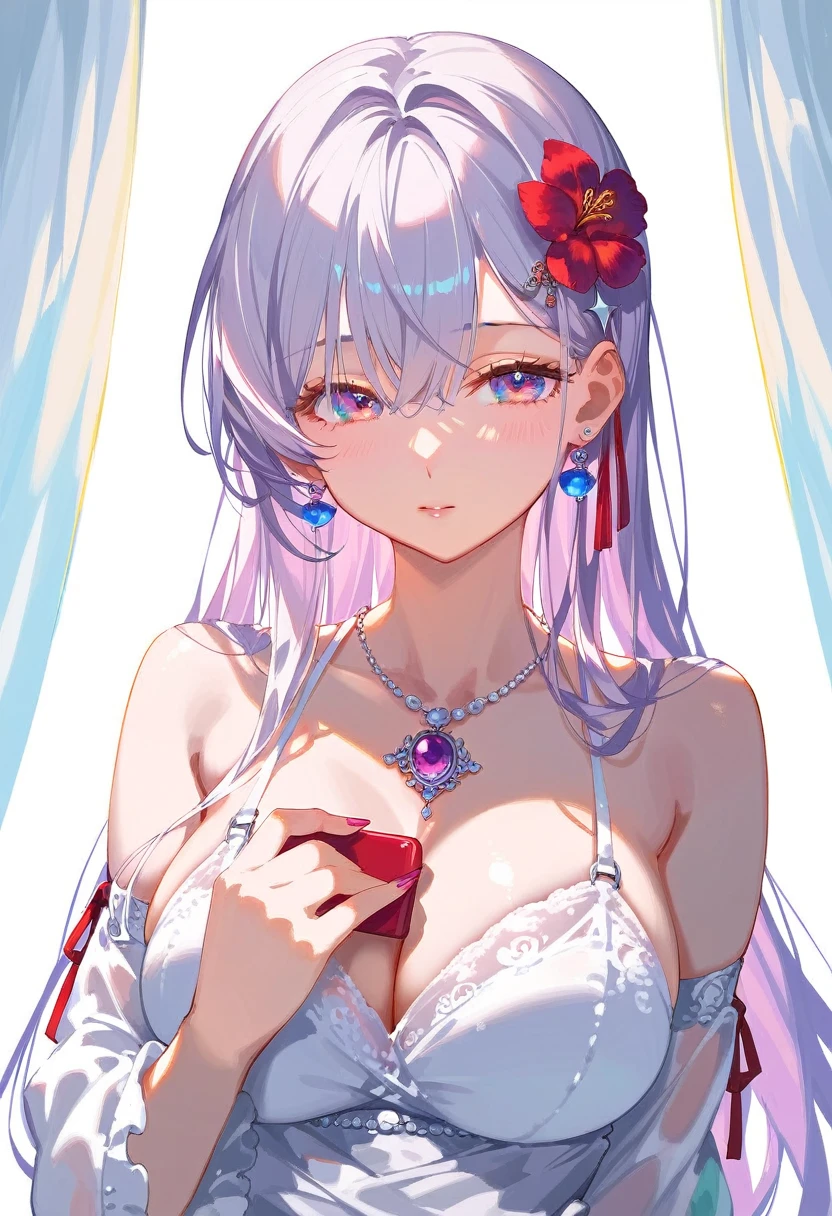 Alisa Mikhailovna Kujo,tomorrow, A friend of mine, Aya, Planning to visit Russia.、(Perfect Face, Detailed face, Beautiful Eyes,Perfect hands,Perfect Fingers)、Red face、((vapor))、hot、Maternal, feet, alone, 1 Girl, Silver Hair,Long Hair, Red ribbon hair ornament,Thin hair ornament、Big eyes, Masturbation,Blushed、Dirty Face、Expressionless、 (masterpiece:1.2, Highest quality), (細かくてBeautiful Eyes: 1.2), (Beautiful and dense face), (Sharp facial hair between the eyes)、Underwear is visible、, grinding, Transparent panties、Large Breasts、Neon lighting、look up