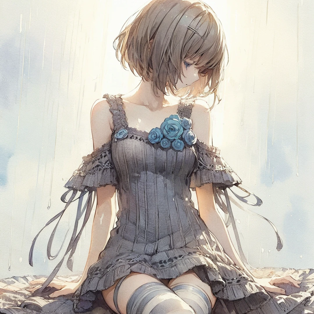 Official art using high-quality hand-drawn watercolor sketch techniques. (best quality,4k,8k,highres,masterpiece:1.2),ultra-detailed,beautiful detailed eyes,A girl with beautiful eyes, everyone, beautiful anime girl, cute anime girl, smooth anime art, anime style, elegant colors, soft lighting, delicate beautiful eyes, very coquettish, (beautiful large breast:1.2), (correct hands:1.2),