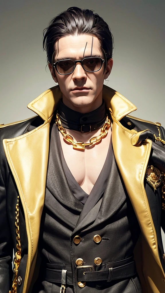 Frankenstein's Monster, Rotten, Wearing black glasses, Gold watch, Thick gold chain, Wearing an old suit, ((Super detailed)), (Not duplicated)