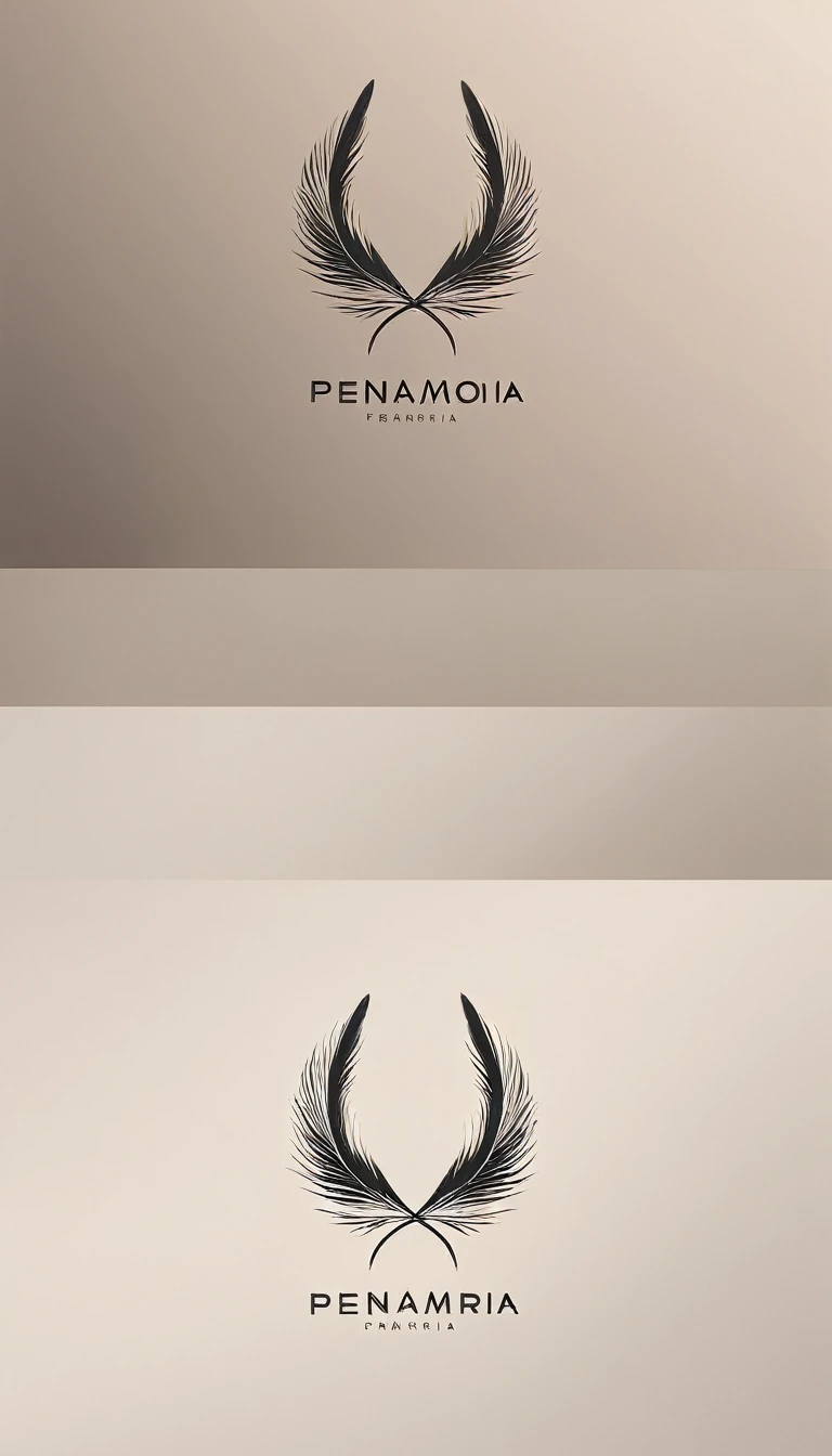 A minimal, modern, simple, cinematic logo design for the brand “Penamemoria". Create a modern, minimalistic, high-quality, logo of a Memory Feather. The logo must be a symbol for dreams, stories, memories, music and imagination.