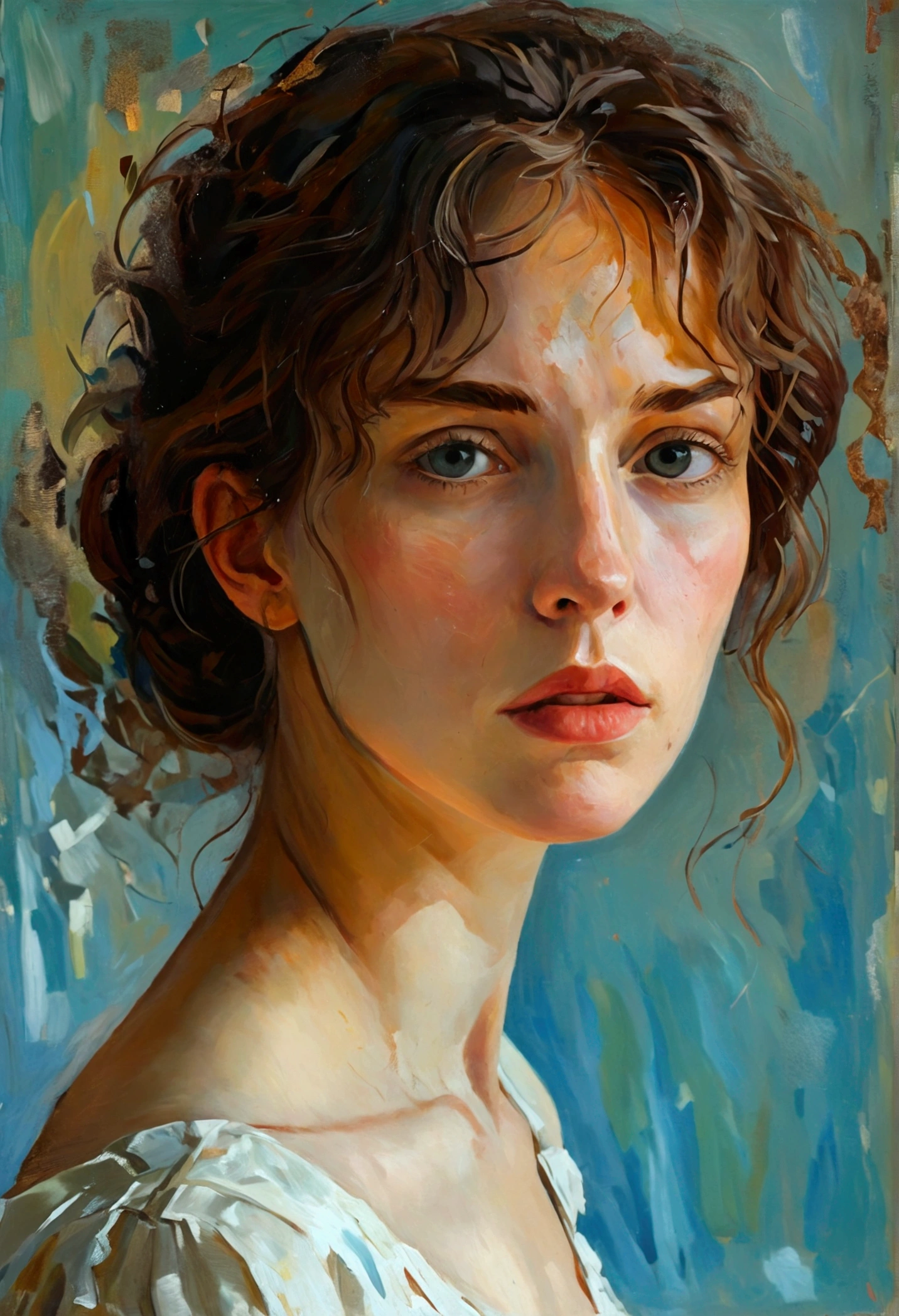 **Post-Impressionism style, whit woman, introspective self-portraits, capturing the inner thoughts, emotions, and identity of white woman through evocative and introspective self-representations. --v 4 50** --s 2