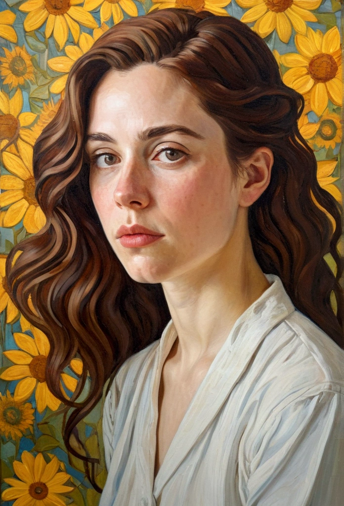 **Post-Impressionism style, whit woman, introspective self-portraits, capturing the inner thoughts, emotions, and identity of white woman through evocative and introspective self-representations. --v 4 50** --s 2
