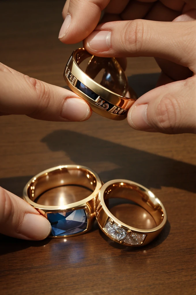 create a 3d photo disney, of resignation of marriage. Change the ring happy