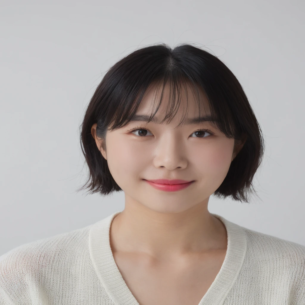 Best Quality, 8k, Masterpiece, (Portrait: 1.3), (photo realistic:1.4), (hyper realistic:1.4), Sharp Focus, looking at viewer, (smoother lighting:1.1), (increase cinematic lighting quality:0.9), realistic lighting, backlighting, light on face, ray trace, (brightening light:1.2), (Increase quality:1.4), sharp detail, (best quality real texture skin:1.4), finely detailed eyes, black_eyes, finely detailed face, 25 year old Korean woman, (pink formal_shirt:1.4), (Create an image maintaining the original base model hairstyle:1.5)