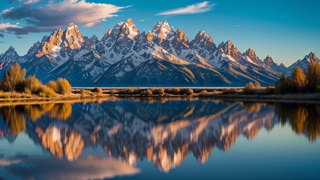 Grand Tetons and reflection
