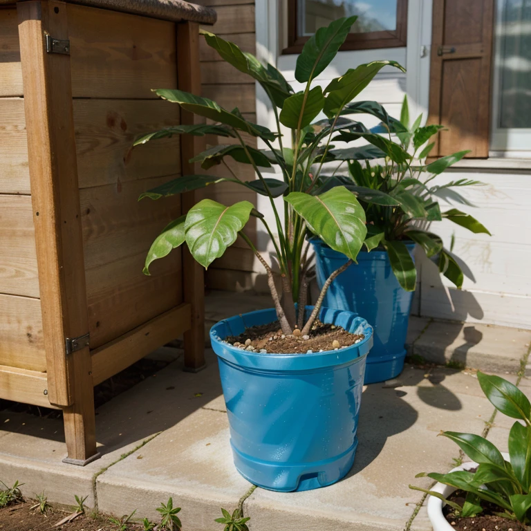 1 plant pot from recycled plastic water bottles