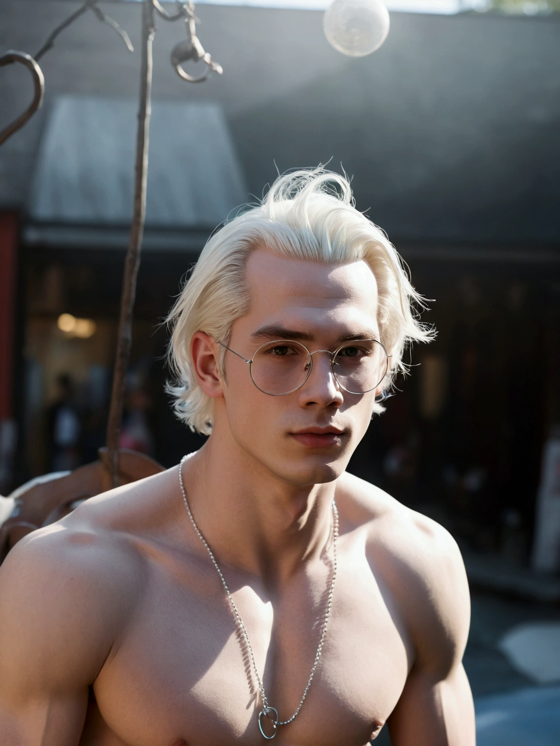 Live action to comics,White skin big ,handsome guy,Wearing tight transparent,Sunny and lively,Youthful feeling,Wearing nipple rings