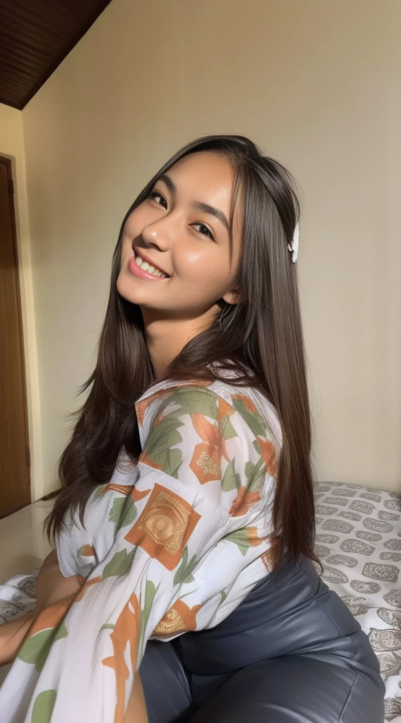 1girl, (Indonesian_high_school), sleeping, detailed face, detailed eyes, huge breasts, looking at the audience, (laughing cute: 1.2), (happy), (8k, RAW photo, best quality, masterpiece: 1.2), (realistic, realistic: 1.37), ultra-high resolution