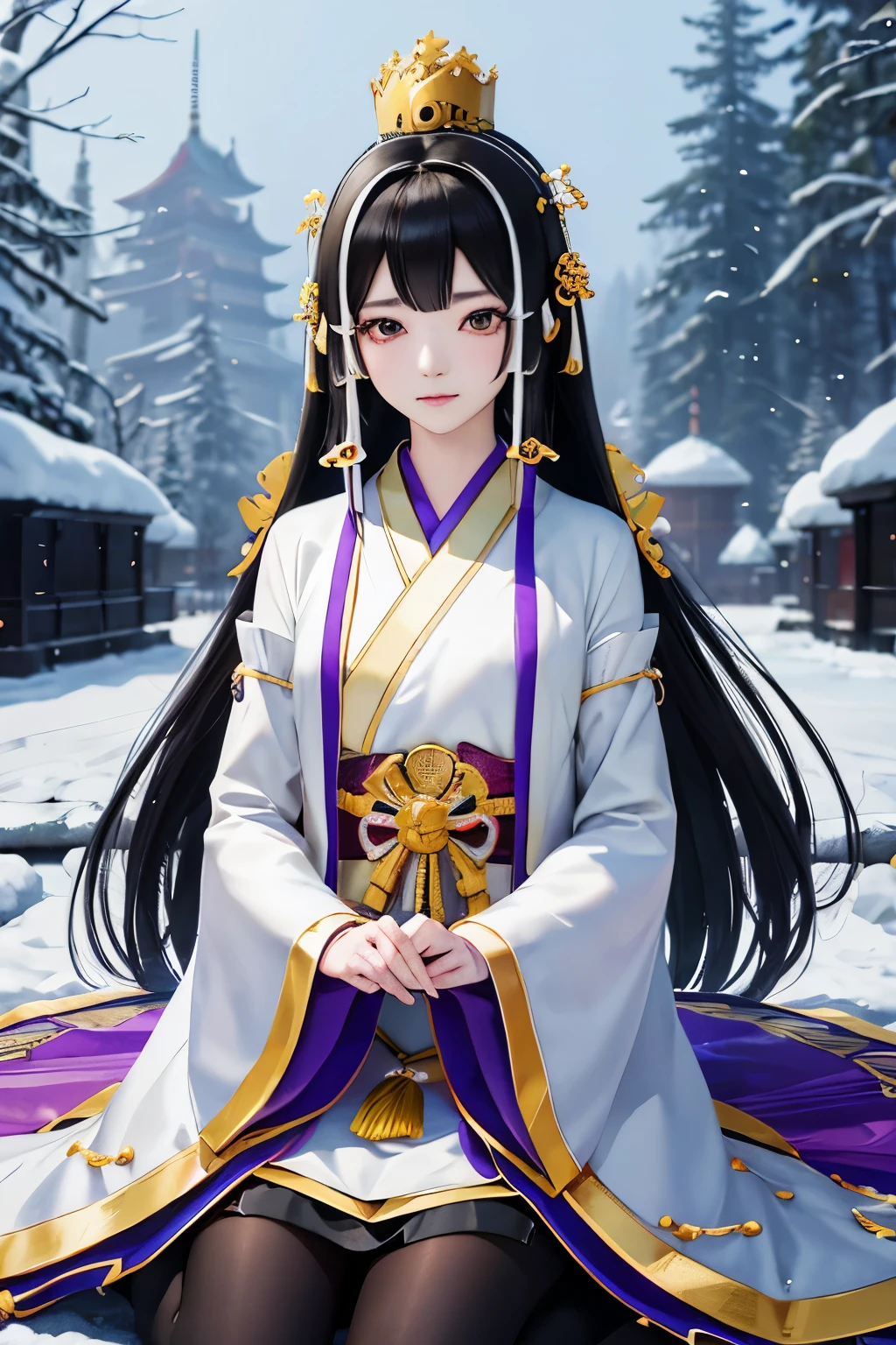 Kaguya、Kaguya、kaguya、Warriors Series、Unparalleled OROCHI、Black Hair、Straight Long、crown、Immortal、Resident of the fairy world、sakaki、sakakiの枝葉、（（（ＳＦＷ、sound、Highest quality、first-clasasterpiece、Normal body、8K、Detailed face、Ultra-precision、Normal hand、Normal finger、５Finger、Highest）））