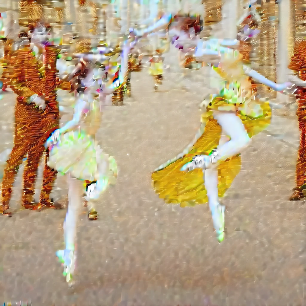 A young girl, a ballerina, in a blue dress, jumps over surprised people on the street