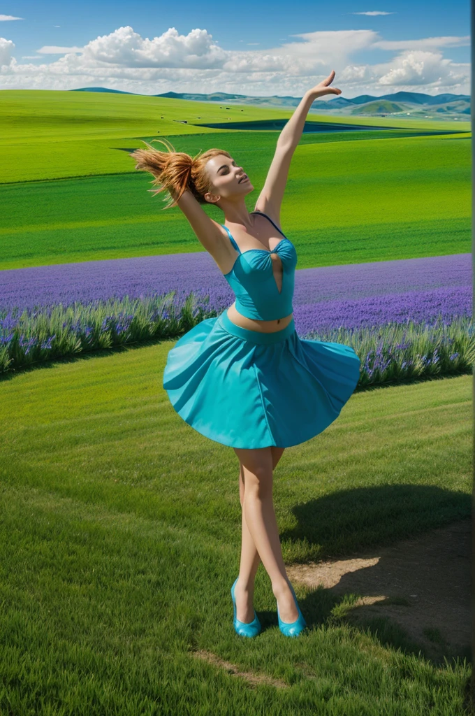 A mystical character dancing on windows xp default background 