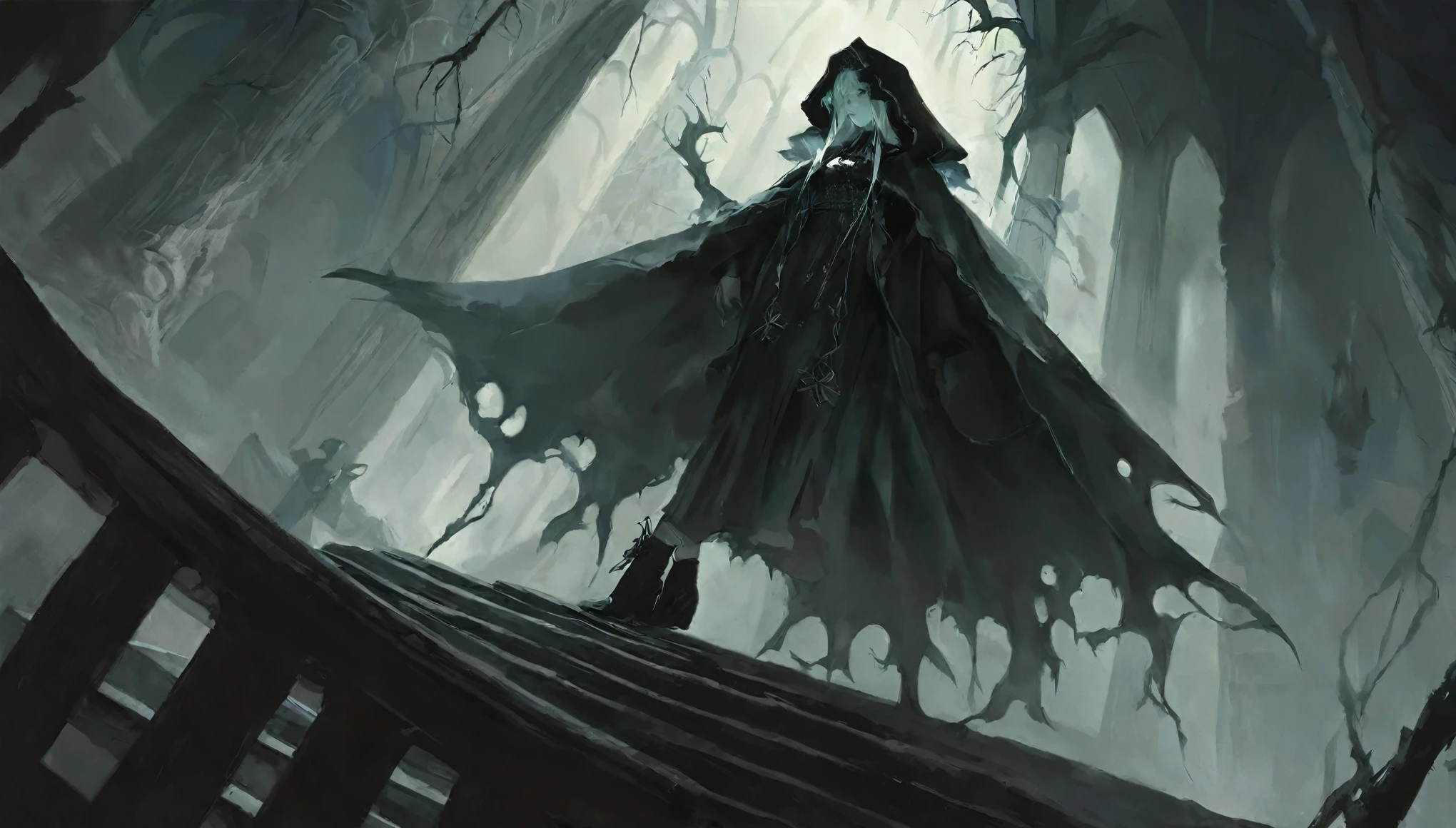 ,by fuenze,, by yogisya
by Ellen Jewett
1 girl detailed face
a haunting scene with 1 female necromancer in a dark fantasy world of diablo. Emphasize eerie atmosphere, high contrast, and interplay of shadow and light. Include colorful, gothic horror perspective from below
masterpiece, best quality, high quality,
