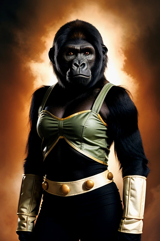 A female Gorilla, character in starwars wearing a costume of mexican luchador. No human skin.