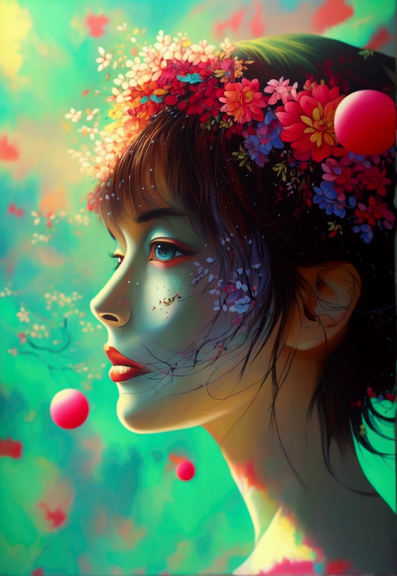 A creative and visually descriptive wall painting that plays with the concept of perception and reality, with a mix of optical illusions, hidden messages, and a range of styles and techniques."
