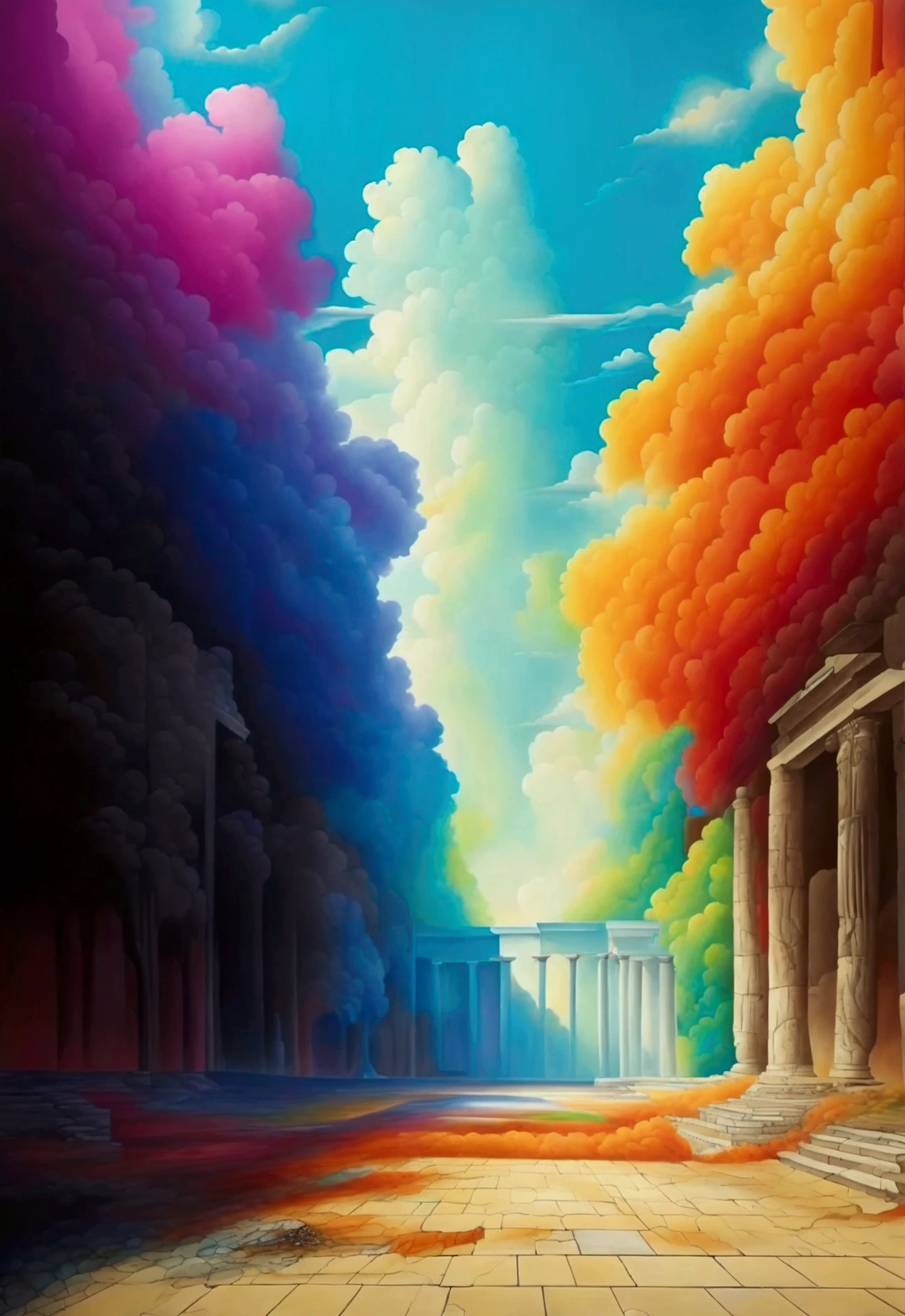 A creative and visually descriptive wall painting that plays with the concept of perception and reality, with a mix of optical illusions, hidden messages, and a range of styles and techniques.