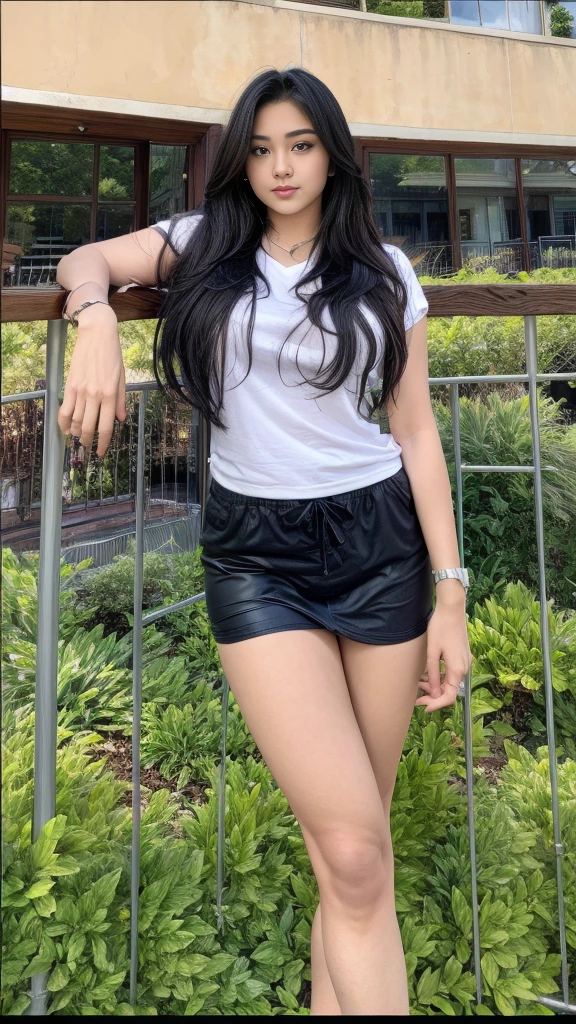 photorealistic, ultra high resolution,1women, solo, wide hips, realistic face, (detailed face), looking at the Viewers, sexy pose , black hair, (closeup), wide angle, semi long hair, (busty), clean armpits , six pack belly, large breasts, full body angle, 19 years old woman , thick muscle thighs , thick muscular arms , standing, wearing swimsuits, asian goddess, straight hairstyle, muscular belly, muscular thighs, thick wide hips, muscular arms, curvy, massive arm, full body, tall body, masterpiece