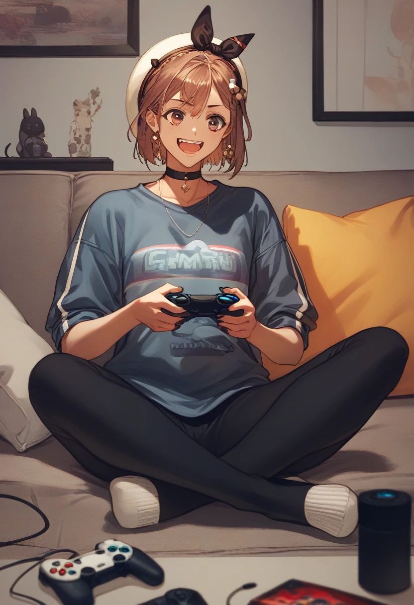 score_9, score_8_up, score_7_up, score_6_up, score_5_up, score_4_up
reisalin stout, choker, beret, streetwear, techwear, fashion,
playing games, playstation controller, excited, sitting, couch, living room