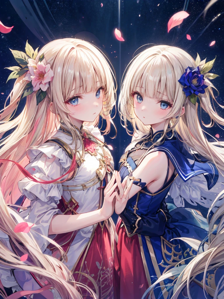 Kind eyes,Diva, (Absurd, High resolution, Very detailed), One Girl, Mature Woman, Straight light blonde hair, Long Hair, Blunt bangs, Dark blue eyes, Pink Dress, Detailed eyes and face, Very detailed CG Unity 8k 壁紙, Intricate details, break , Kaleidoscope Image, Symmetrical pattern, Vibrant colors, geometric shapes, Attractive design, Optical illusion, dynamic composition break , Pantomime Art, Expressive body language, Silent Storytelling, Emotional gestures, Visual Storytelling, theatrical performances break , Blooming Flowers, Colorful petals, Fragrant scent, Blessings of Nature, Vibrant Gardens, Serene landscape,(Sing a song), Sad expression, small ,