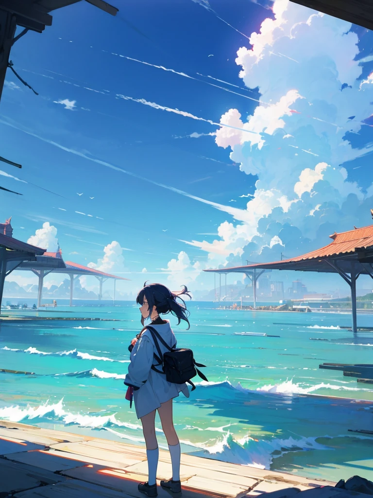 Anime girl with beautiful scenery