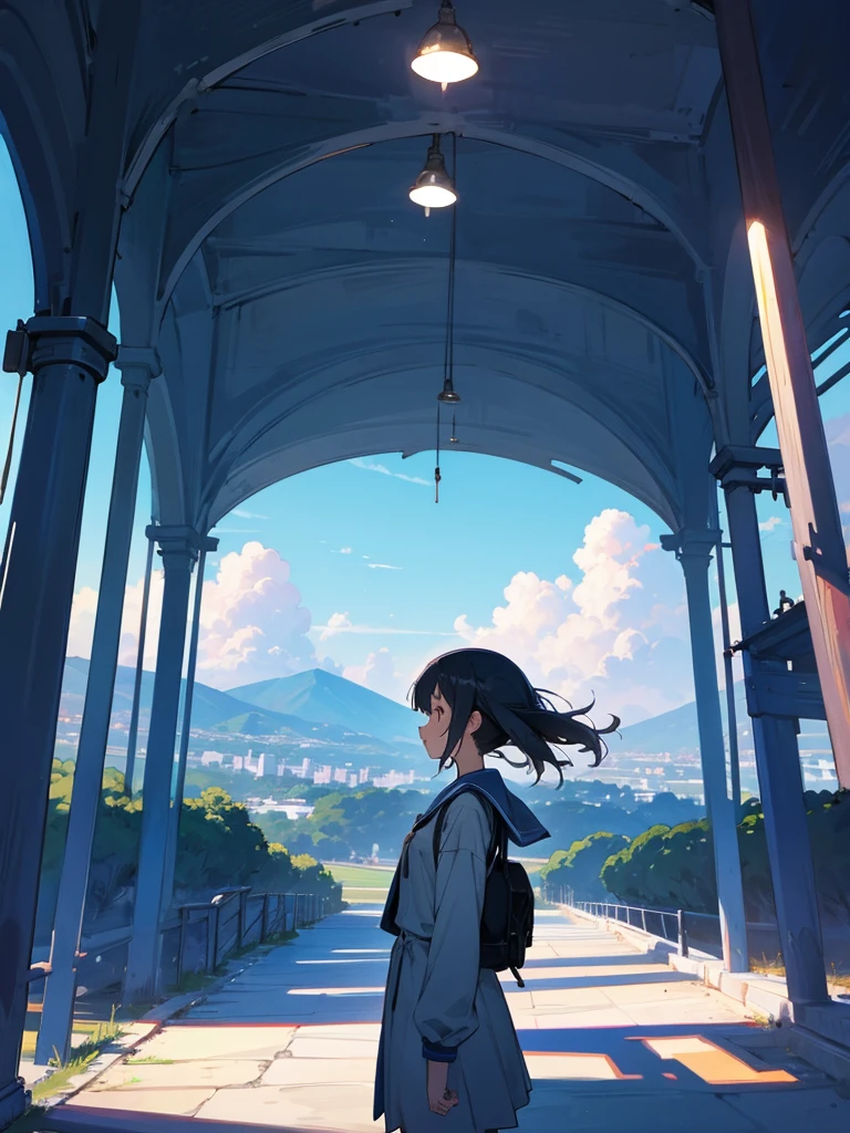 Anime girl with beautiful scenery
