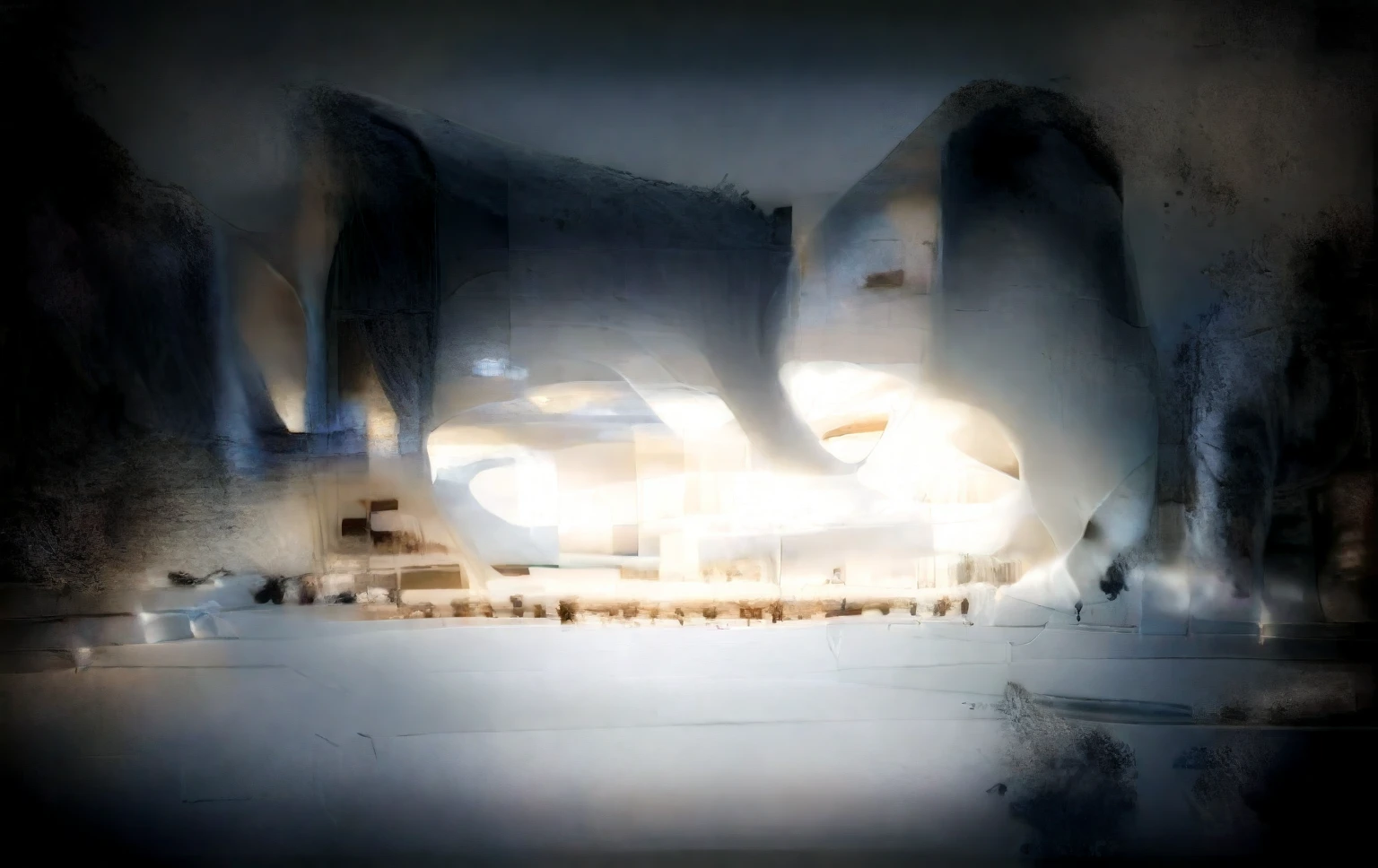 The Opera House with white as the main color, the building is naturally lit, the surrounding urban landscape, streets, trees. Good sharp image quality.