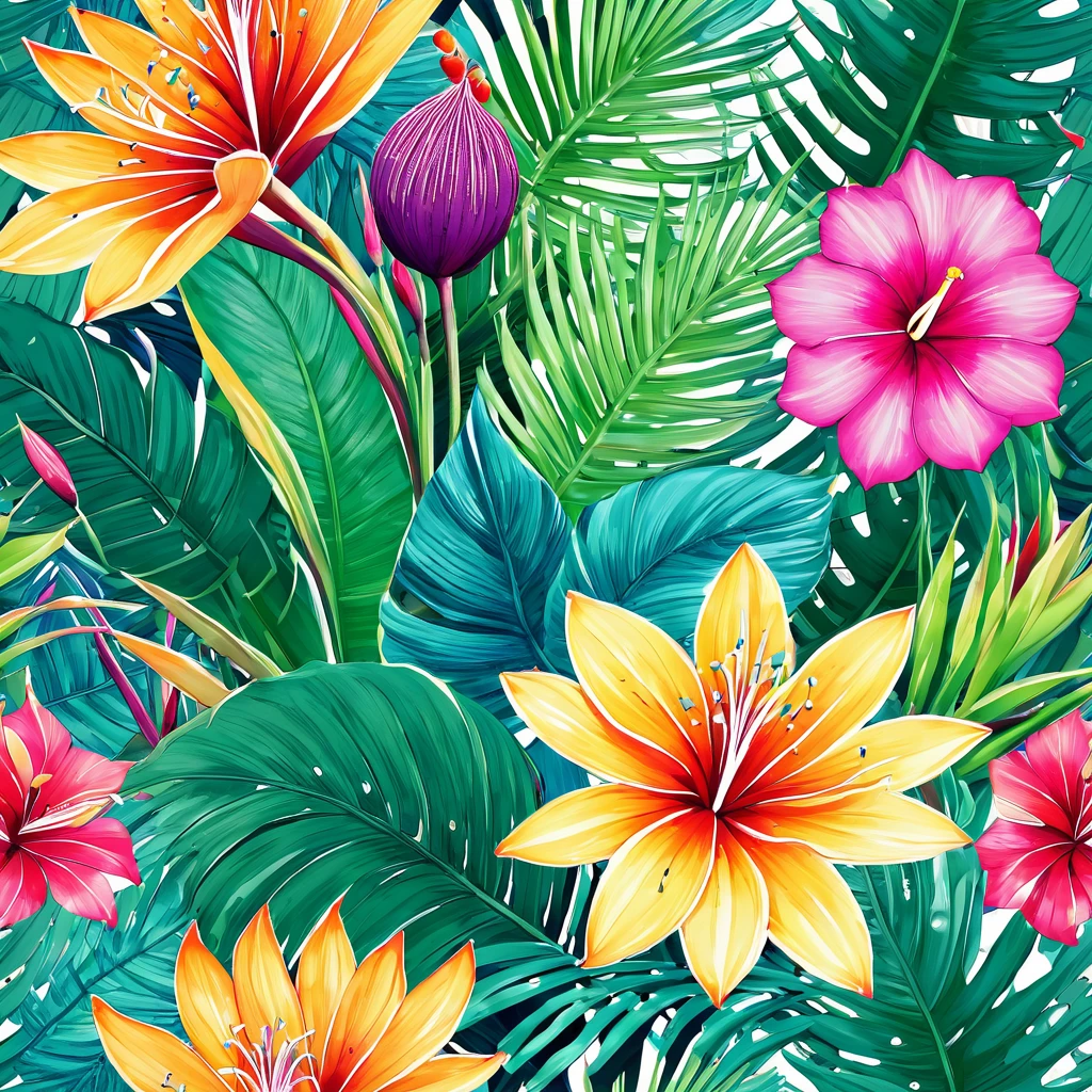 Closeup textural bright exotic flowers