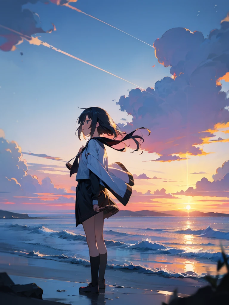 Anime girl with beautiful scenery