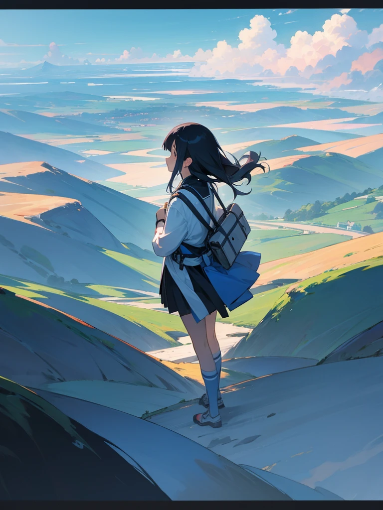 Anime girl with beautiful scenery