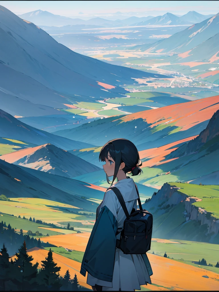 Anime girl with beautiful scenery 