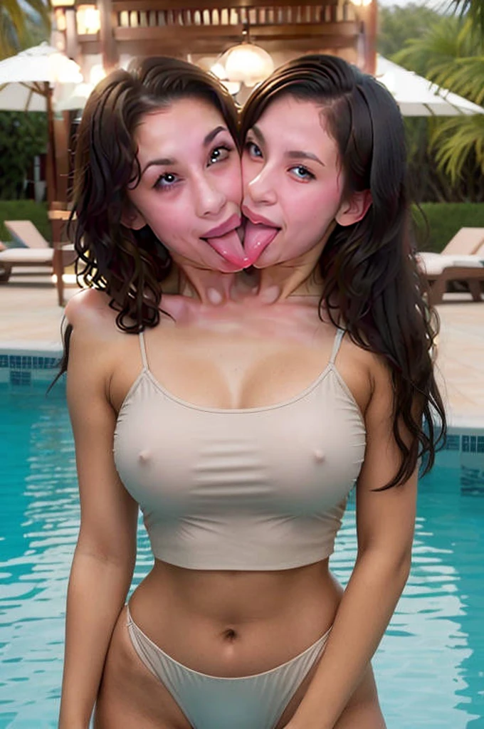 Lesbian tongues kissing, tongue kiss, kissing with tongue, tongues merged together, tongues fused