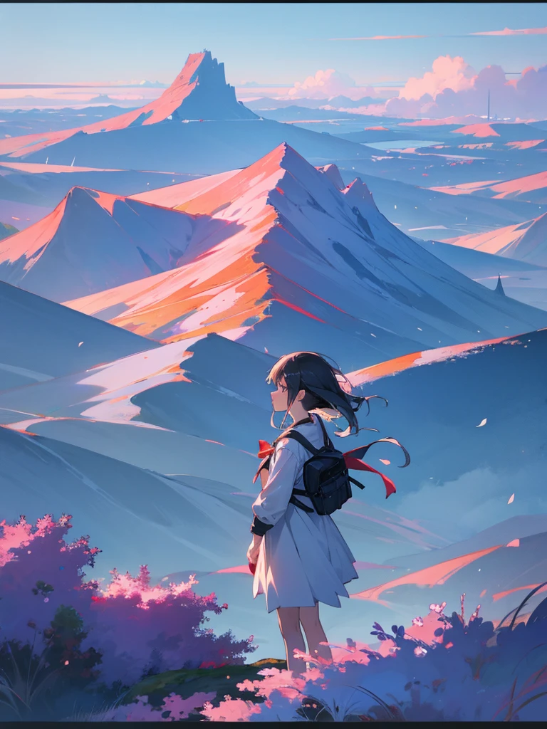 Anime girl with beautiful scenery 
