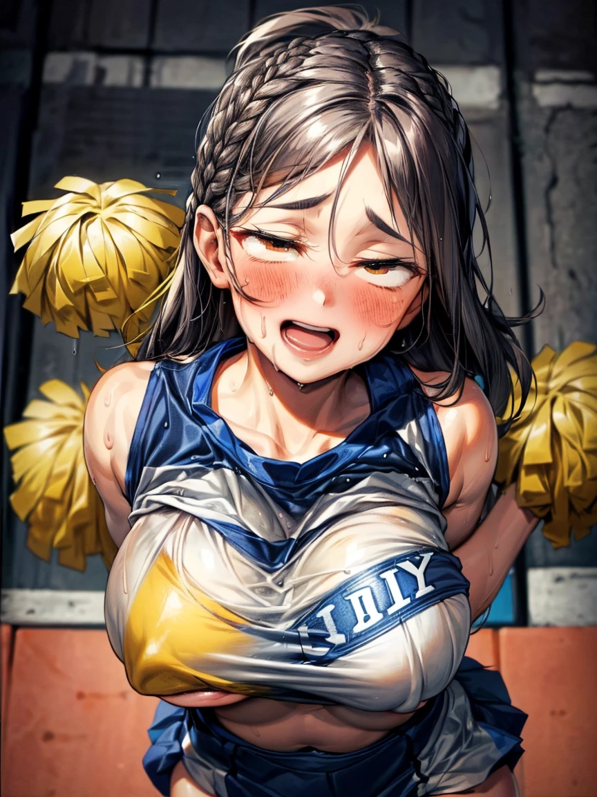 (Very tiny girl rides guy perfectly:1.5)、(Petite girl riding:1.3)、(Big Breasts:2)、(eyes half closed:1.9)、(Grin:1.1)、(The body shakes violently)、8K resolution、 ((Highest quality))、Anatomically correct、(Cheerleader:1.9)、((Hasselblad Photos))、[:(Detailed face:1.2):0.2]、(heavy rain:1.5)、(Sweaty:1.6)、(Top view:1.9)、(braid one's hair:1.5)、(Loss of strength from the body:1.3)、(呻吟)、(Jump:1.6)、(Surrounded by a lot of middle-aged men:1.6)、(Upper Body:1.9)、(Leaning forward:1.3)