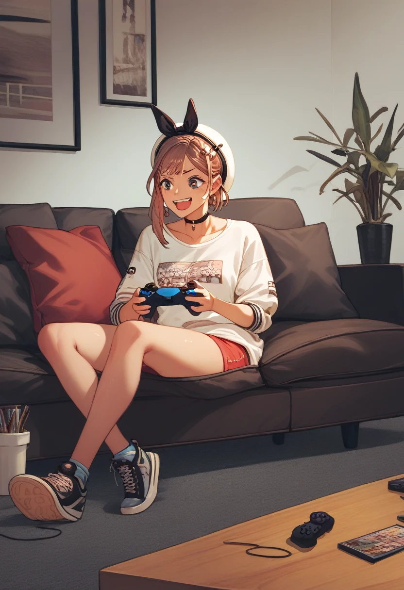 score_9, score_8_up, score_7_up, score_6_up, score_5_up, score_4_up
reisalin stout, choker, beret, streetwear, techwear, fashion,
playing games, playstation controller, excited, sitting, couch, living room