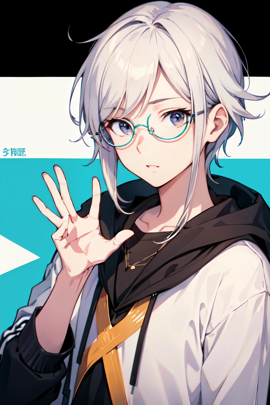 anime、An illustration、wearing round lens glasses、Fair-skinned handsome man、I can&#39;t see the eyeballysterious atmosphere、Hair is black