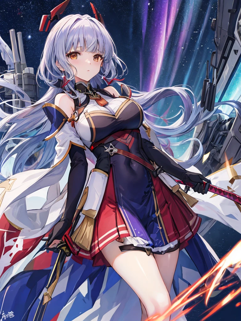 Anime character holding sword and armor in a dark room, Ayaka Genshin Impact, symphogear, Mechanized Valkyrie Girl, Ayaka Games Genshin Impact, Gear Aurora Borealis, Scenes of《Azur Lane》Video game, Katana Zero video game characters, 《Ghost Wind Special Attack Force》The Art of Pixels, Azur Lane style, Batroid Mode, Huge RPG