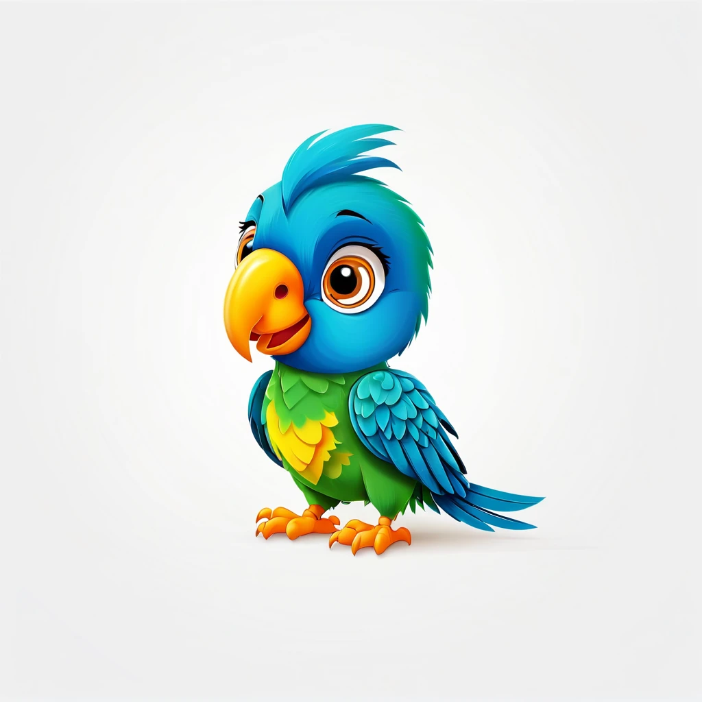create a cute parrot vector system with white background