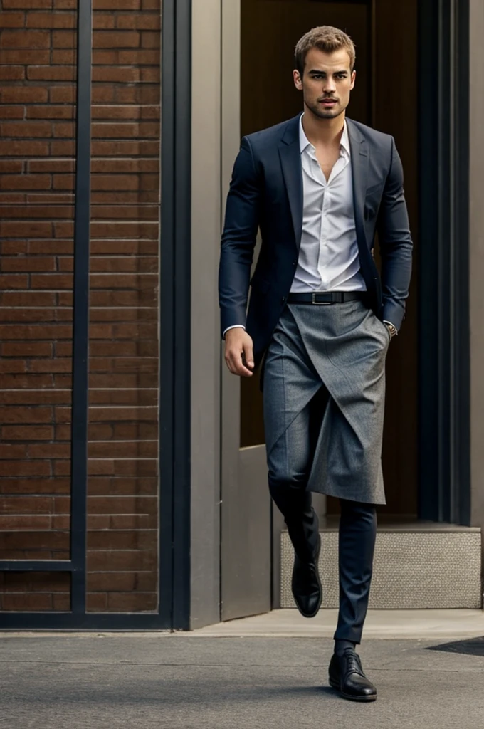 Theo james wearing skirt
