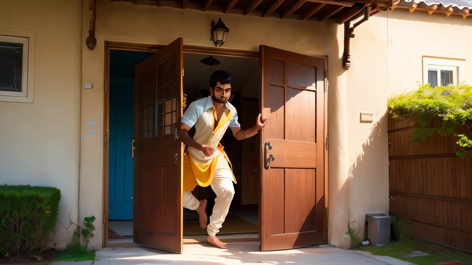 When Mohan has to open the door of his house
