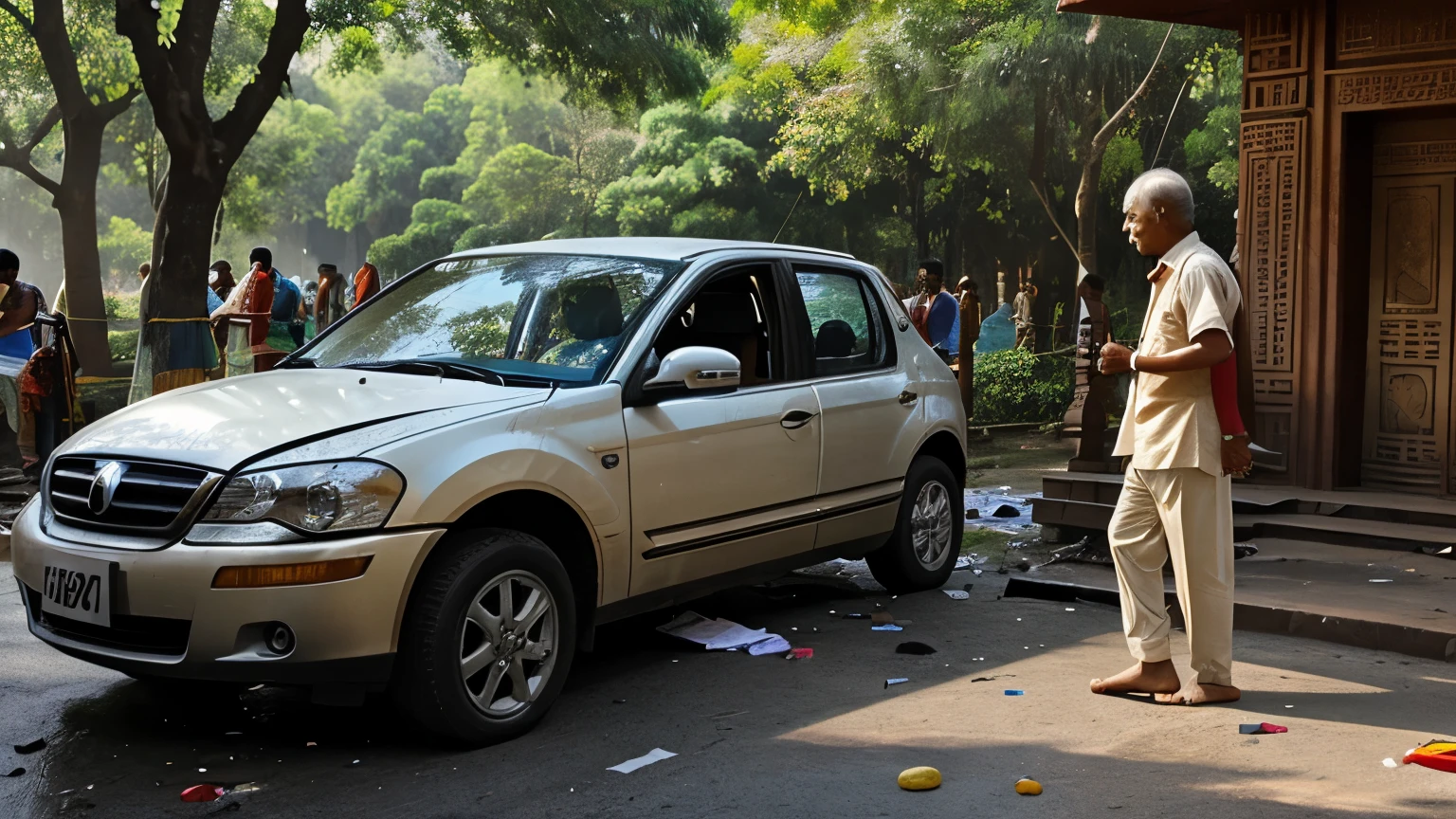 One day when Mohan was going towards the temple, he meets with an accident.