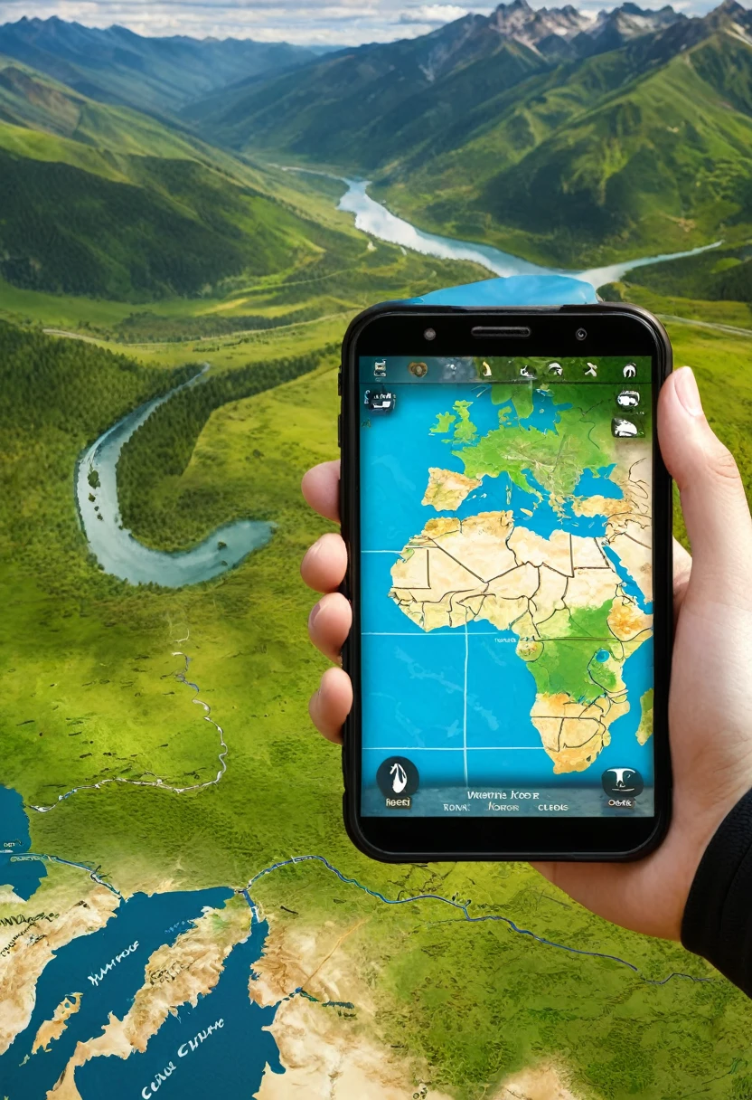 It's very realistic, with a smartphone in your hand and a map displayed on the smartphone screen, and a vast world spread out before our eyes, outdoors.