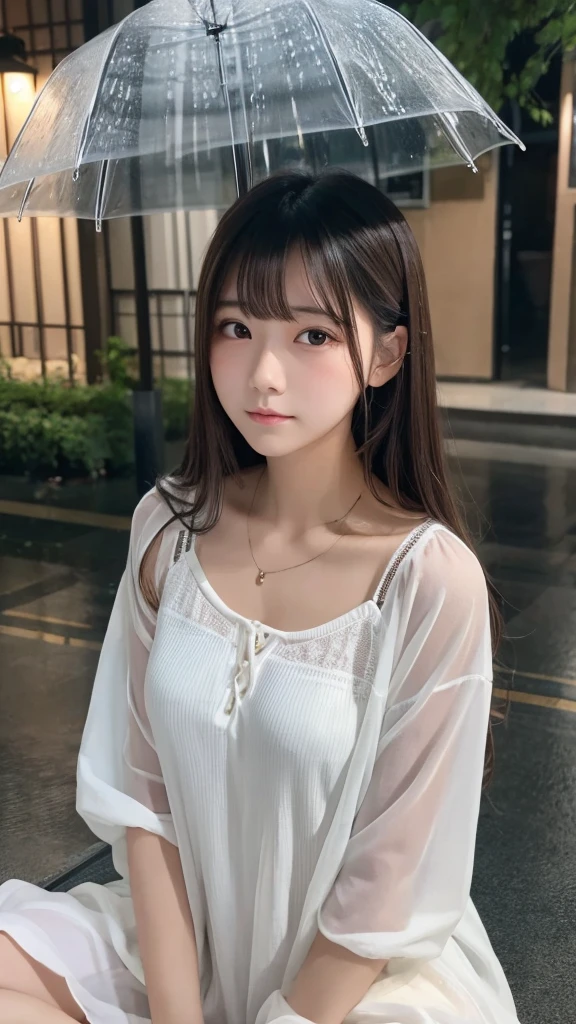 beautiful girl bangs sleepy rain
