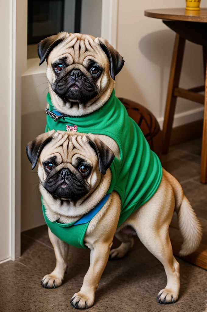 Pug dog dressed as Homelander from the Boys series